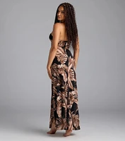 Island Hottie Tropical Halter Slit Maxi Dress