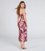 Maui Nights Strapless Tropical Midi Dress