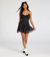 Falling Love V-Neck Lace A-Line Mini Dress