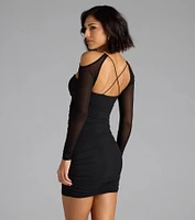 Diamond The Rough Cold Shoulder Bodycon Mini Dress