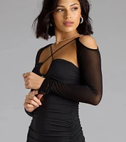 Diamond The Rough Cold Shoulder Bodycon Mini Dress