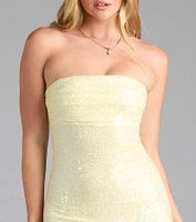 Shimmer All Night Strapless Sequin Mini Dress