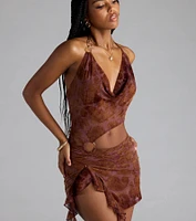 Sultry Glam Cutout Halter Mini Dress
