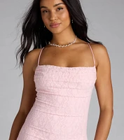 Get A Pic Lace-Up Lace Mini Dress