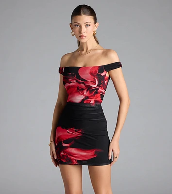 Make An Entrance Off-The-Shoulder Floral Mini Dress