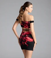 Make An Entrance Off-The-Shoulder Floral Mini Dress
