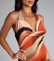 Paint the Town Halter Abstract Mini Dress