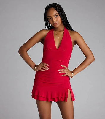Flirt First, Apologize Later Halter Mini Dress