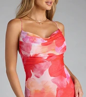 Floral Crush Mesh A-Line Mini Dress