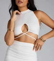 Show Out Mock Neck Cutout Mesh Mini Dress