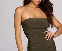 Solid Stunner Ruched Tube Dress