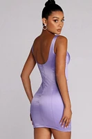 Electric Moves Satin Mini Dress