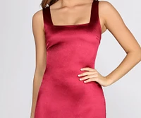 Square Neck Satin Mini Dress