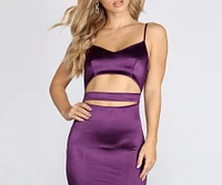 Sleek Cut Out Satin Dress