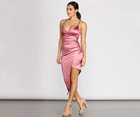 Feelin' Fire Satin Asymmetrical Mini Dress
