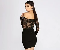 Lovely Look Lace Off Shoulder Mini Dress