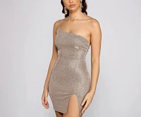Glittery Babe One Shoulder Mini Dress