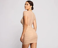 Mesh Is More Ruched Mini Dress