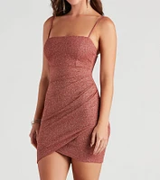Shine On Ruched Glitter Mini Dress