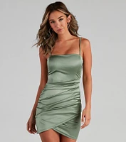 Wrapped Stylish Satin Mini Dress
