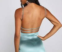 Dreamy Satin Ruched Mini Dress