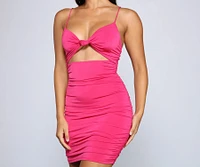 Twist And Pose Ruched Mini Dress