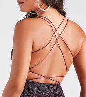 Wow Factor Glitter Strappy Mini Dress