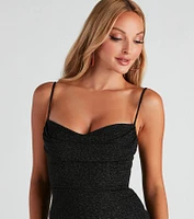 Time To Sparkle Cowl Neck Mini Dress