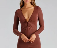 With A Twist Long Sleeve Mini Dress