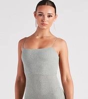 Glow Up Glitter Strappy Back Mini Dress