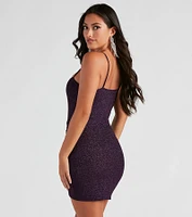 After Hours Glitter Knit Ruched Dress