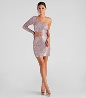 Sparkle Party Sequin One-Shoulder Mini Dress