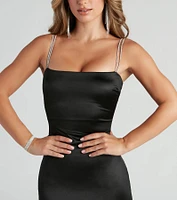 Va Voom Satin Rhine Strap Dress