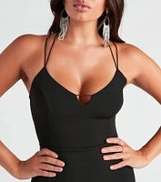 Open Invite Crepe Strappy Dress