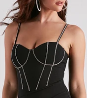 Night Sparkle Crepe Rhinestone Dress