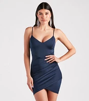 Sleek Satin Pleated Mini Dress