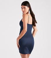 Sleek Satin Pleated Mini Dress