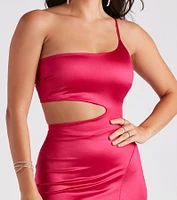 Make The List Satin Slit Midi Dress