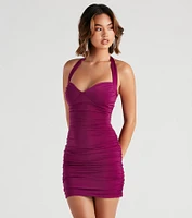 Total Knockout Halter Mini Dress