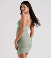 Glowing Night Glitter Cutout Dress