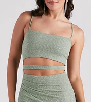 Glowing Night Glitter Cutout Dress