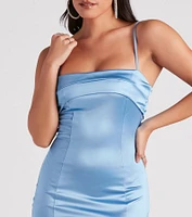 Going Out Satin Slit Mini Dress