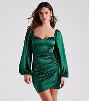 Lavish Satin Sweetheart Wrap Dress