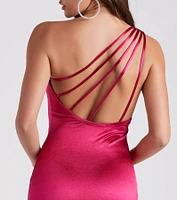 Dancing Satin Strappy Mini Dress