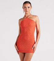 Glitter Goals Halter Mini Dress