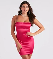 Va Voom Satin Rhine Strap Dress