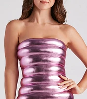 Wonderland Chic Puffer Metallic Dress