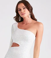 Sparkle Party Sequin One-Shoulder Mini Dress