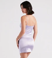 Be The Sensation Satin V-Neck Mini Dress