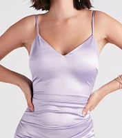 Be The Sensation Satin V-Neck Mini Dress